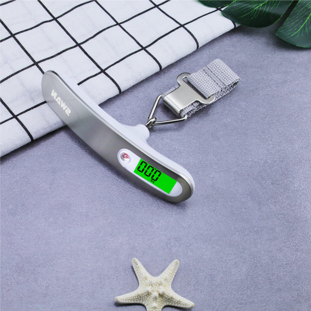 Báscula Digital de Equipaje 50kg/10g – Balanza Portátil con Pantalla LCD y Correa