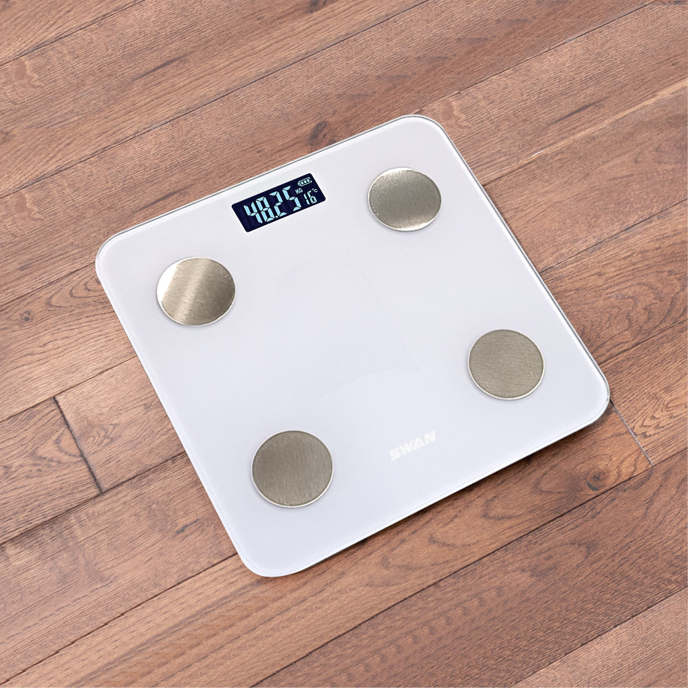 Báscula Inteligente Bluetooth 180kg/100g – Balanza Digital de Baño con Análisis de Grasa Corporal, IMC y App para Control de Peso y Salud