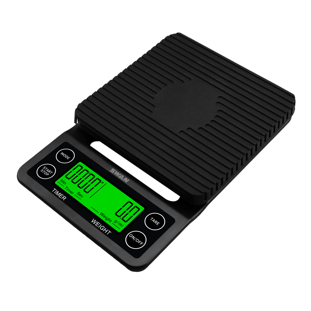 Báscula Digital para Café con Temporizador – Balanza de Precisión 5kg/0,1g con Pantalla LCD Retroiluminada, Función Tara y Cronómetro para Baristas y Preparación de Espresso