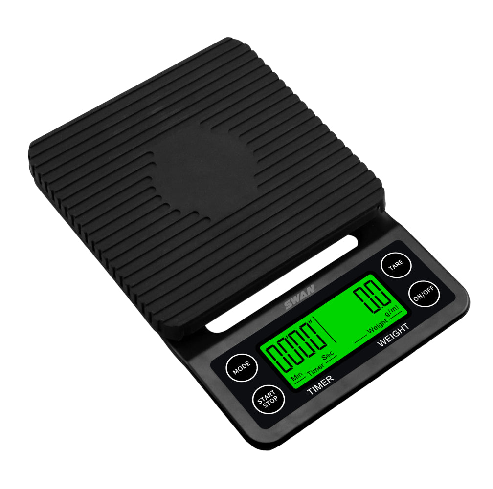 Báscula Digital para Café con Temporizador – Balanza de Precisión 5kg/0,1g con Pantalla LCD Retroiluminada, Función Tara y Cronómetro para Baristas y Preparación de Espresso
