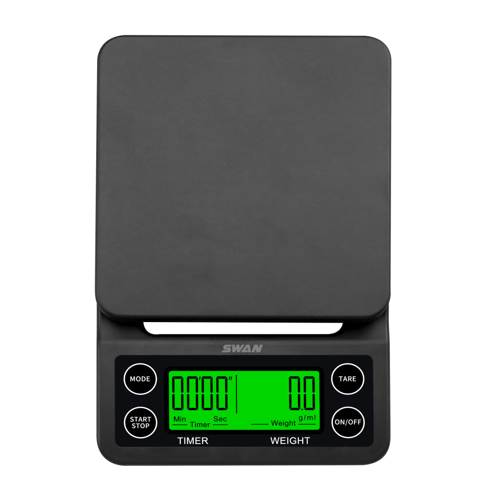 Báscula Digital para Café con Temporizador – Balanza de Precisión 5kg/0,1g con Pantalla LCD Retroiluminada, Función Tara y Cronómetro para Baristas y Preparación de Espresso