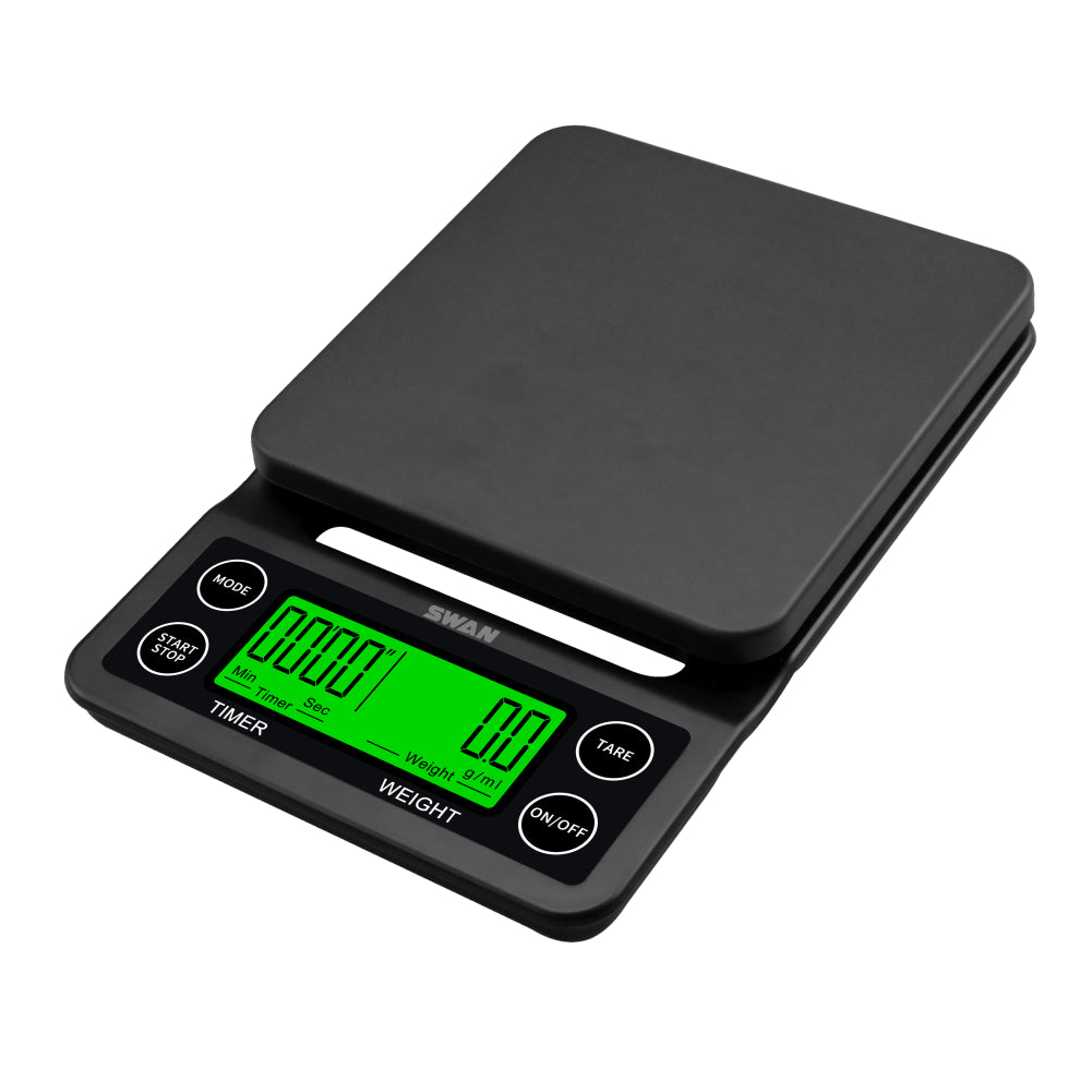 Báscula Digital para Café con Temporizador – Balanza de Precisión 5kg/0,1g con Pantalla LCD Retroiluminada, Función Tara y Cronómetro para Baristas y Preparación de Espresso